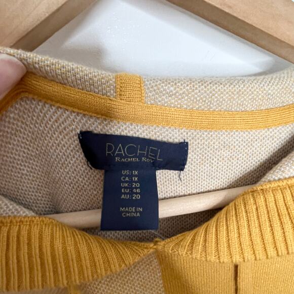 Rachel Rachel Roy Womens Hooded Pullover Sweater 1X Mustard Yellow Plaid Cozy - Picture 5 of 9